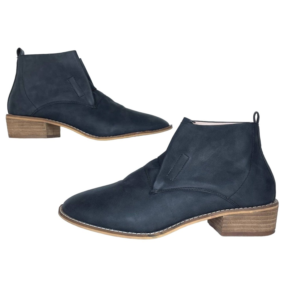 Ccocci Women's Boyfriend Black Ankle Boots Low Heel Comfortable Size‎ 10